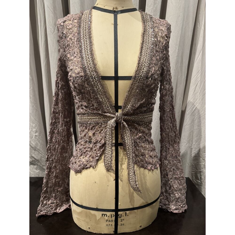 Ann Ferriday Mocha Mousse Vintage Pucker Lace Cardigan S Unworn!